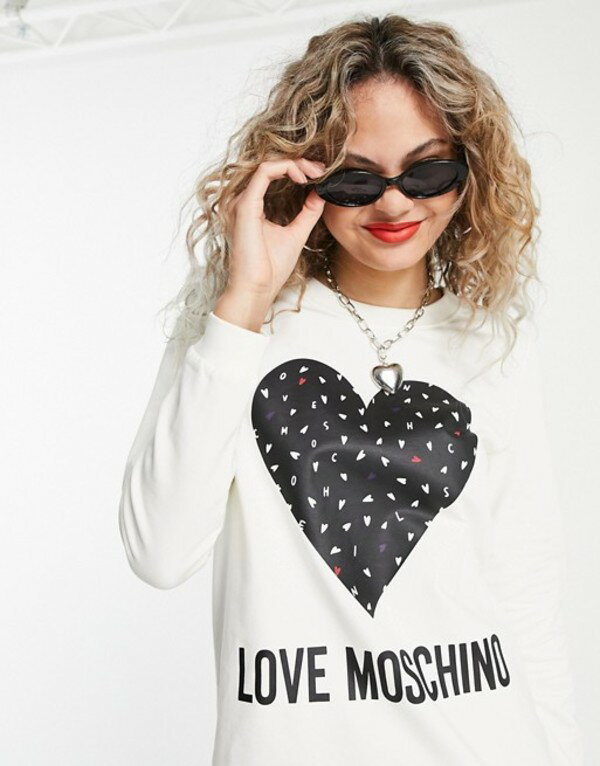 がございま ラブ Love Moschino Mini Heart Logo Sweatshirt Dress In White White Revida 店 モスキーノ レディース ワンピース トップス にしてくだ Asmp Mpi Gov Lk