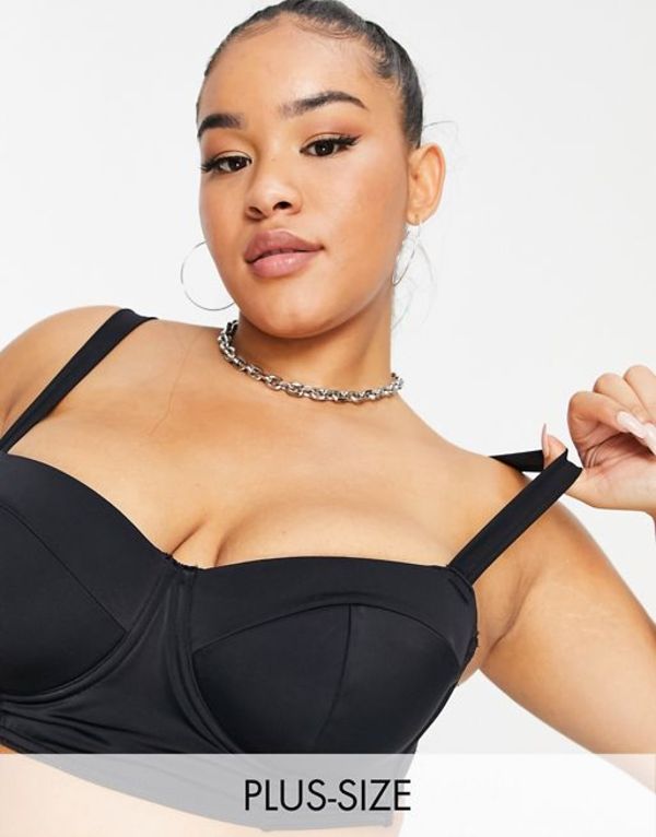 ミスガイデッド レディース トップのみ 水着 Missguided Plus underwired bikini top in black Black