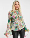 GC\X fB[X Vc gbvX ASOS DESIGN high neck top with cut out detail in 60s floral print 60S FLORAL PRINT