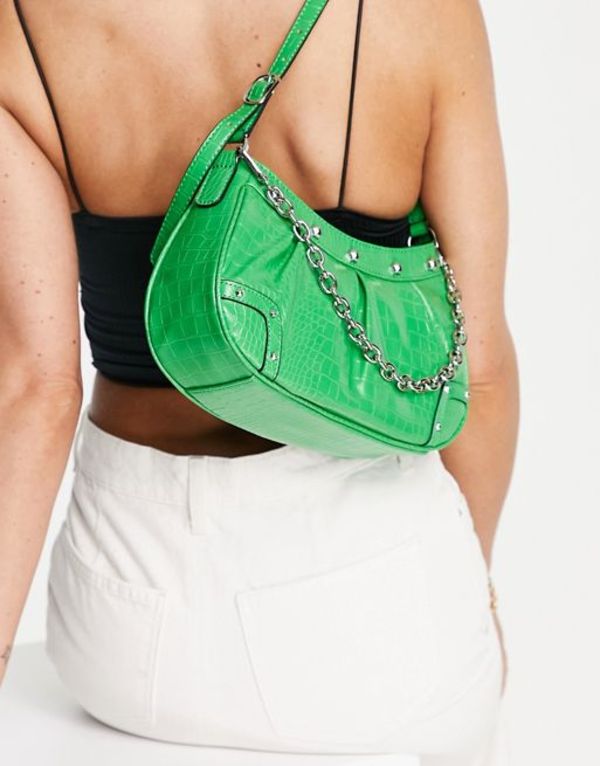 トップショップ レディース ショルダーバッグ バッグ Topshop Cora scoop crossbody MID GREEN