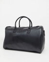 エイソス メンズ ボストンバッグ バッグ ASOS DESIGN carryall bag in black faux leather with branded emboss Black