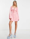 pubNfUCA fB[X s[X gbvX Public Desire satin tie mini slip dress in pink PINK