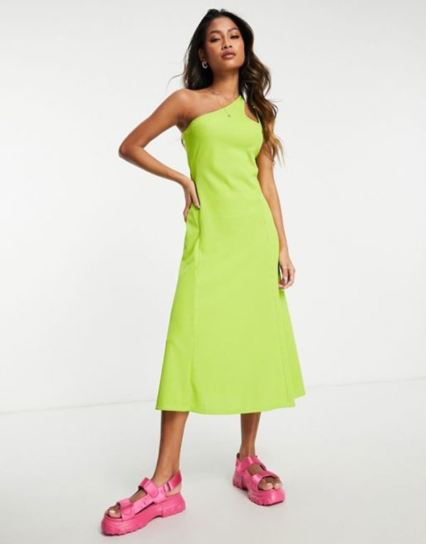 トップショップ レディース ワンピース トップス Topshop bold asymmetric midi dress in lime Lime