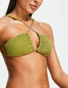 リバーアイランド レディース トップのみ 水着 River Island chain halterneck bikini top in khaki Khaki