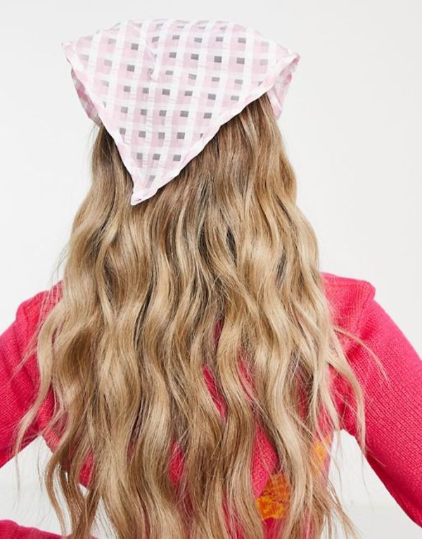 トップショップ レディース マフラー・ストール・スカーフ アクセサリー Topshop head scarf in pink gingham Pink