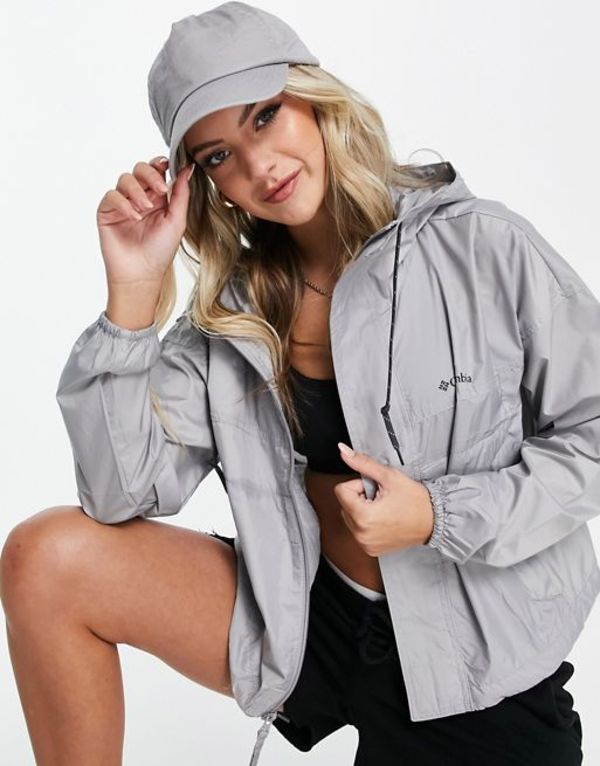 コロンビア レディース ジャケット・ブルゾン アウター Columbia Flash Challenger cropped windbreaker jacket in gray - Exclusive at ASOS Gray