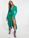 GC\X fB[X s[X gbvX ASOS DESIGN drape shirt midi dress in satin Green