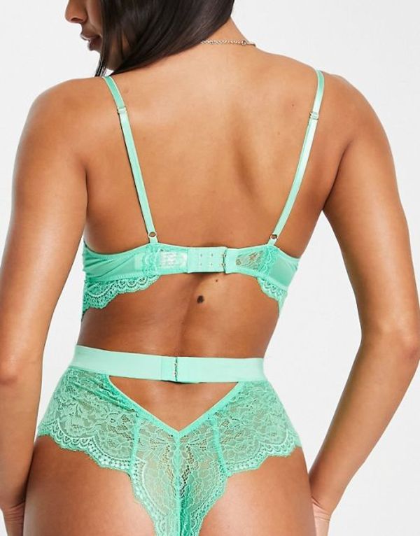 アンサマーズ レディース シャツ トップス Ann Summers Hold Me Tight lace underwired bodysuit in green Green