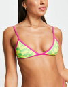 コルージョン レディース トップのみ 水着 COLLUSION recycled warped checkered print triangle bikini top in multi Multi