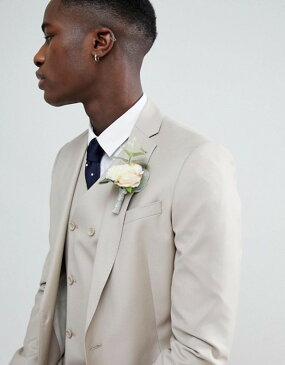 エイソス メンズ ジャケット・ブルゾン アウター ASOS DESIGN Wedding Slim Suit Jacket In Stone 100% Wool Stone