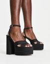 エイソス エイソス レディース サンダル シューズ ASOS DESIGN Nika platform heeled sandals in black BLACK GROSS GRAIN