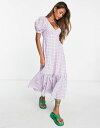 トップショップ レディース ワンピース トップス Topshop textured check bust cup midi dress in lilac LILAC