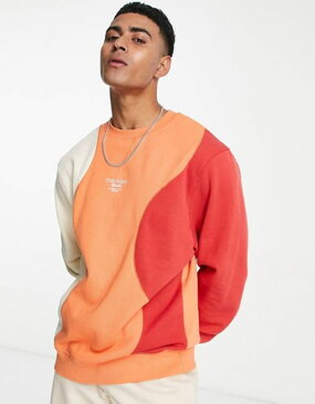 リバーアイランド メンズ パーカー・スウェット アウター River Island ombre wave sweatshirt in orange ORANGE