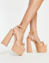 パブリックデザイア レディース ヒール シューズ Public Desire Knot On platform heeled sandals in beige BEIGE