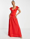 GC\X fB[X s[X gbvX ASOS DESIGN scuba top ruffle pleated maxi in red Fiery red