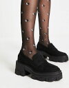 エイソス レディース スリッポン・ローファー シューズ ASOS DESIGN Sloane chunky mid heeled loafers in black Black