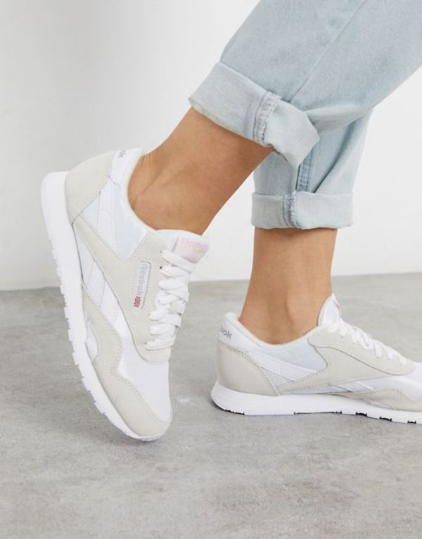 リーボック レディース スニーカー シューズ Reebok Classic Nylon sneakers in white and gray White