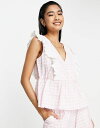 ワイエーエス レディース シャツ トップス Y.A.S Exclusive gingham fril top in pink - part of a set Pale pink