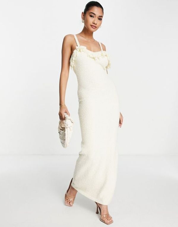 レア レディース ワンピース トップス Rare London textured fringe maxi dress in cream CREAM