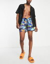 NC Be[W Y n[tpcEV[c  Reclaimed Vintage Inspired recycled swim shorts in tropical beach scene Multi