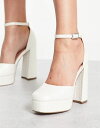 エイソス レディース ヒール シューズ ASOS DESIGN Priority platform high heeled shoes in white WHITE