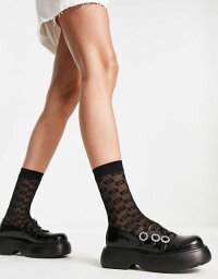 エイソス エイソス レディース スニーカー シューズ ASOS DESIGN Missy chunky mary jane shoes with diamante buckles in black snake Black snake