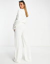 エイソス レディース カジュアルパンツ ボトムス ASOS DESIGN linen wide leg relaxed flare pants in white WHITE 3