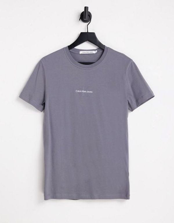 カルバンクライン メンズ Tシャツ トップス Calvin Klein Jeans tonal monogram logo t-shirt in gray Gray