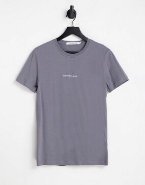 カルバンクライン メンズ Tシャツ トップス Calvin Klein Jeans tonal monogram logo t-shirt in gray Gray