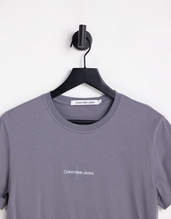 カルバンクライン メンズ Tシャツ トップス Calvin Klein Jeans tonal monogram logo t-shirt in gray Gray