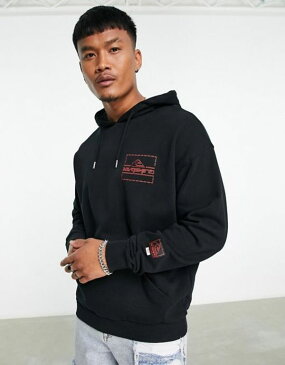 クイックシルバー メンズ パーカー・スウェット アウター Quiksilver X The Stranger Things Upside Down hoodie in black Black