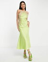 GC\X fB[X s[X gbvX ASOS DESIGN high neck satin lace applique midi dress in green with strappy belt Green