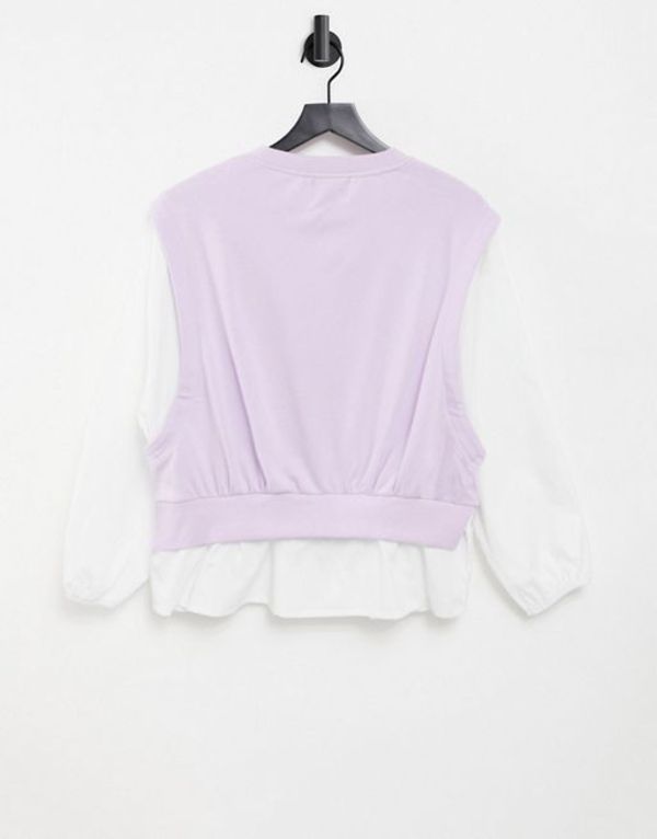ピーシーズ レディース パーカー・スウェット アウター Pieces 2-in-1 shirt and knit vest in lilac Lilac