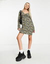 コットンオン レディース ワンピース トップス Cotton:On 60s inspired mini dress in floral Black print TBC