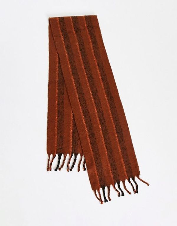 エイソス メンズ マフラー・ストール・スカーフ アクセサリー ASOS DESIGN blanket scarf in brown and orange stripe Multi