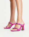 エイソス エイソス レディース ヒール シューズ ASOS DESIGN Hedley embellished heeled mules in pink PINK