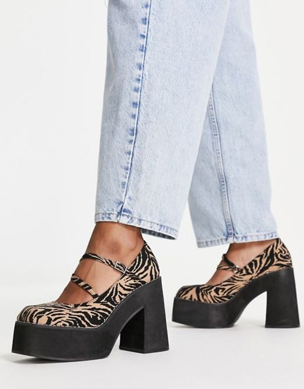 エイソス レディース ヒール シューズ ASOS DESIGN Pavlova chunky high heeled shoes in zebra Zebra