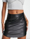 エイソス エイソス レディース スカート ボトムス ASOS DESIGN faux leather curved hem mini skirt in black Black