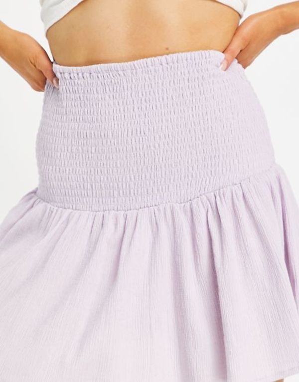 けまで エイソス レディース スカート ボトムス ASOS DESIGN mini skirt with shirred waist in lilac Lilac:ReVida 店 となります