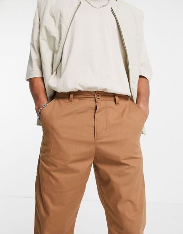 ブランド・ エイソス メンズ カジュアルパンツ ボトムス ASOS DESIGN lightweight skater fit pants in brown Toasted coconut:ReVida 店 なサイズ