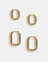 エイソス エイソス レディース ピアス・イヤリング アクセサリー ASOS DESIGN pack of 2 hoop earrings with oval hinge in gold tone Gold