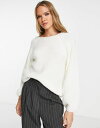 エイソス 【送料無料】 エイソス レディース カーディガン アウター ASOS DESIGN sweater with volume sleeve and textured stitch in cream Cream