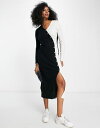 リバーアイランド 【送料無料】 リバーアイランド レディース ワンピース トップス River Island knitted midi dress with wrap button detail in black Black