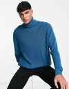 エイソス 【送料無料】 エイソス メンズ カーディガン アウター ASOS DESIGN lightweight oversized rib turtle neck sweater in teal TEAL