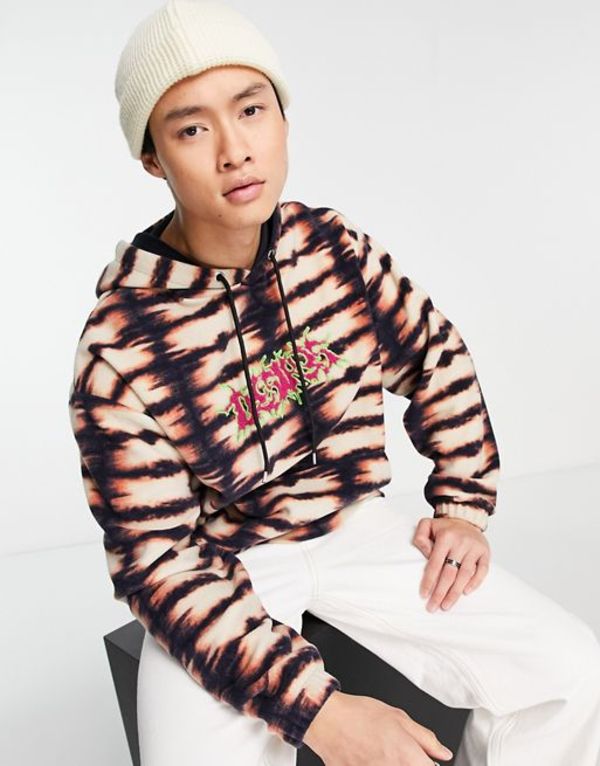 【送料無料】 エイソス メンズ パーカー・スウェット フーディー アウター ASOS DESIGN oversized hoodie in all over print fleece with front text embroidery Multi