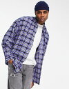 【送料無料】 エイソス メンズ シャツ トップス ASOS DESIGN extreme oversized brushed flannel plaid shirt in purple PURPLE