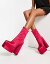 【送料無料】 エイソス レディース ブーツ・レインブーツ シューズ ASOS DESIGN Encore high-heel platform boots in pink satin Pink Satin