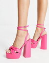 yz pubNfUCA fB[X q[ V[Y Public Desire Exclusive Verona platform high heel sandals in shocking pink PINK