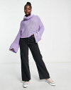 【送料無料】 エイソス レディース カーディガン アウター ASOS DESIGN oversize sweater with cowl neck in rib in lilac Lilac