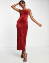 yz GC\X fB[X s[X gbvX ASOS DESIGN cowl satin corset maxi dress in wine Wine